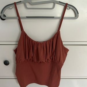 Rust color ruching tank top